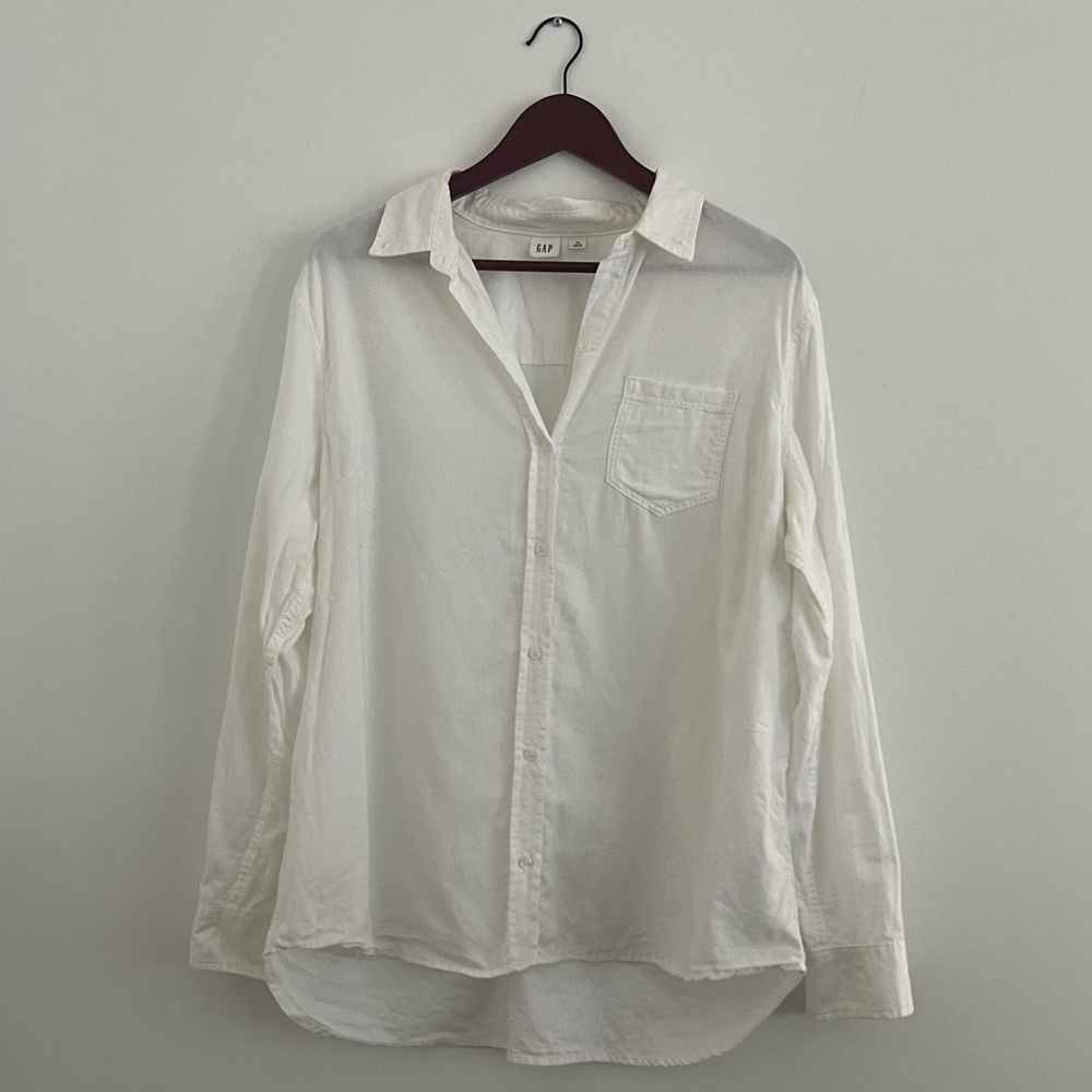 Gap, Long-sleeve Button-down Shirt, XL, White